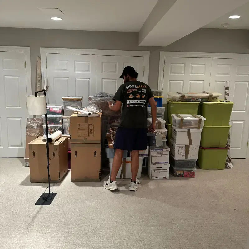Long-distance moving truck transporting furniture